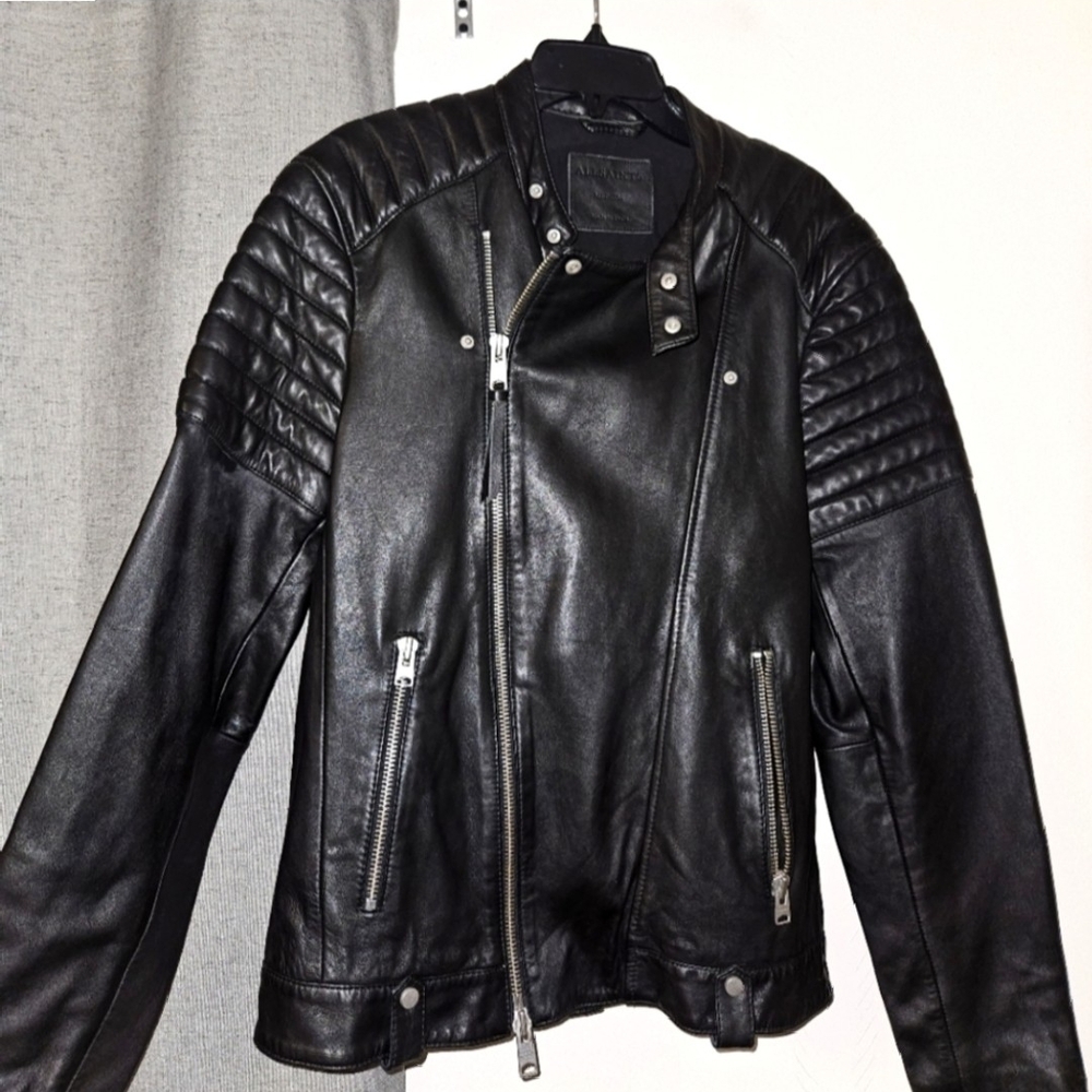 All Saints Black Quilted Leather Jacket